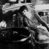 Old movie lounging by the phonograph