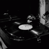 Fast spinning old gramophone