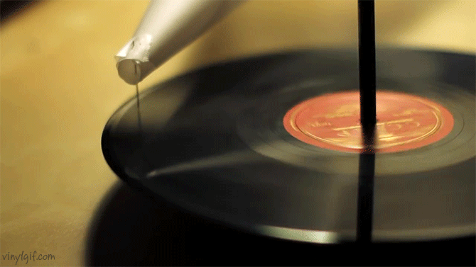 Listening to vinyl spinned on a pencil with a paper cone and needle