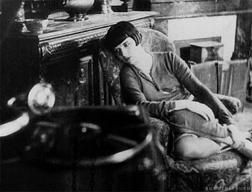 Old movie lounging by the phonograph