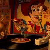 Toy story running on a record player